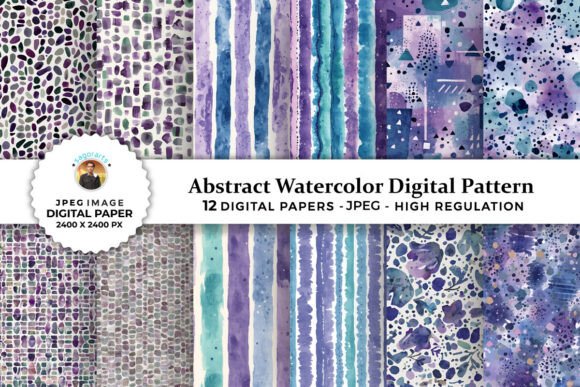 Abstract Watercolor Digital Patterns: A Versatile Creative Resource for Designers and Craft Enthusiasts