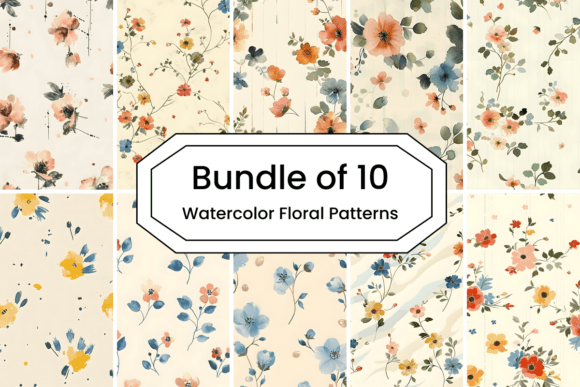Bundle of 10 Watercolor Floral Patterns
