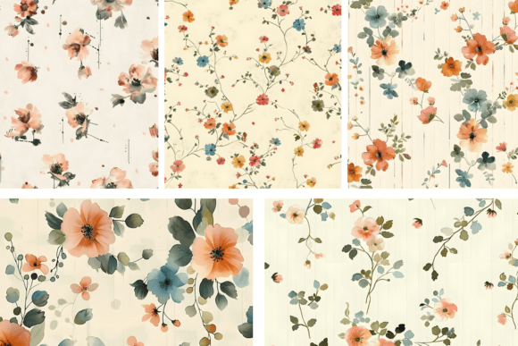 Bundle of 5 Floral Cottagecore Patterns for Creative Projects