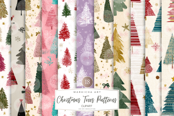Christmas Trees Patterns PNG for Creative Projects