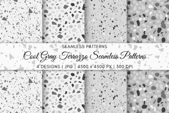 Cool Gray Terrazzo Seamless Patterns for Modern Design Projects