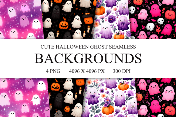 Cute Halloween Ghost Seamless Patterns: A Versatile Digital Resource for Creative Projects