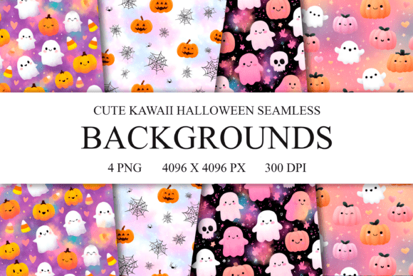 Cute Kawaii Halloween Seamless Patterns: A Creative Asset for Seasonal Design Projects