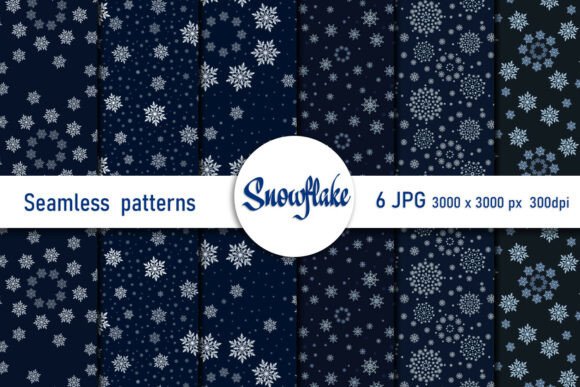 Dark Seamless Patterns with Snowflakes: A Versatile Design Resource for Winter and Holiday Projects