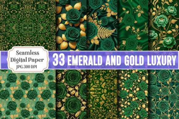 Emerald and Gold Luxury Floral Patterns