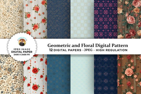 Enhance Your Creative Projects with Geometric and Floral Digital Patterns