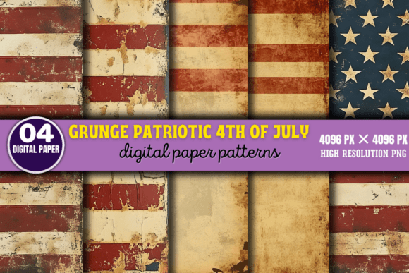 Grunge Patriotic 4th of July Patterns 11: A Creative Resource for Designers and DIY Enthusiasts