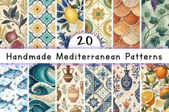 Handmade Mediterranean Patterns: Vibrant, Versatile Design Elements