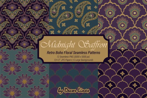 Midnight Saffron Retro Floral Patterns: Timeless Elegance for Modern Creativity