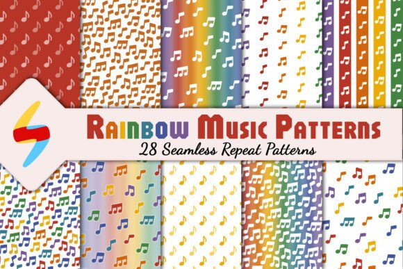 Rainbow Music Note Patterns: A Versatile Design Resource for Creative Professionals