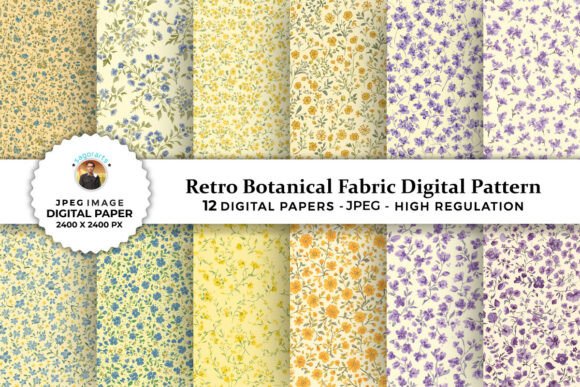Retro Botanical Fabric Digital Patterns: A Versatile Resource for Creative Projects