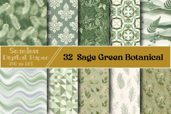 Sage Green Botanical Patterns - Set