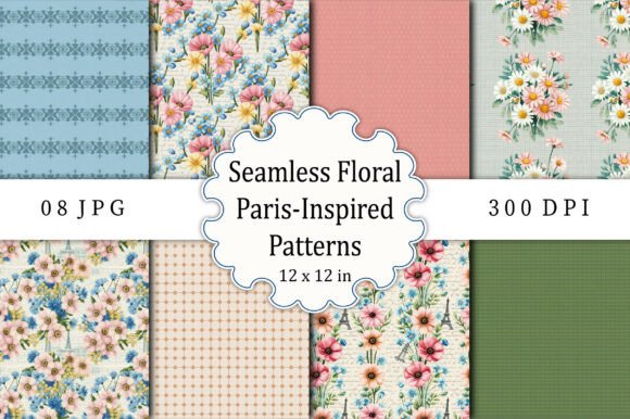 Seamless Floral Paris-Inspired Patterns