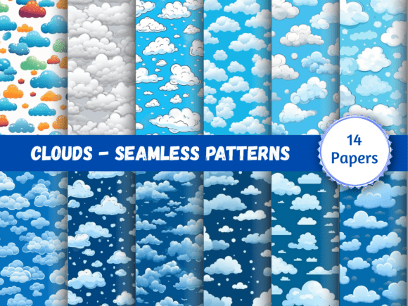 Seamless Paper Patterns - Clouds Sky