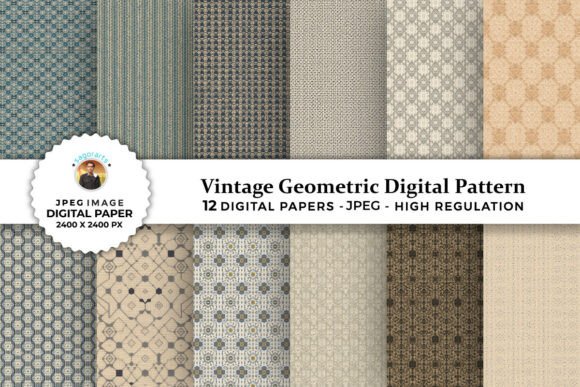 Vintage Geometric Digital Patterns for Creative Projects