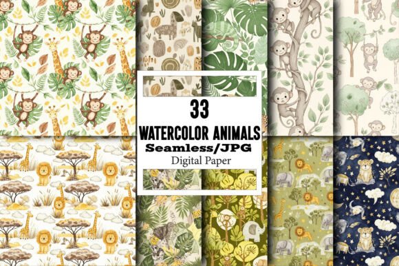 Watercolor Animals Seamless Patterns: A Versatile Digital Resource for Creative Projects