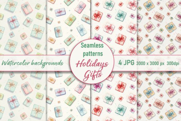 Watercolor Gift Box Seamless Patterns: A Creative Resource for Holiday Projects