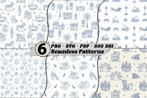 Winter Toile De Jouy Patterns Bundle: A Designer’s Winter Wonderland
